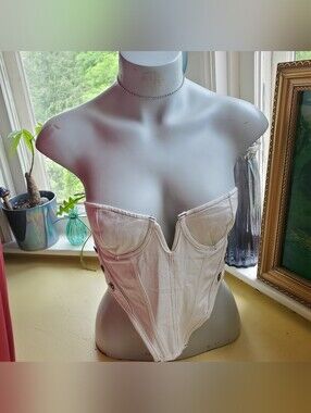 White Fox Denim Corset Bustier Top
